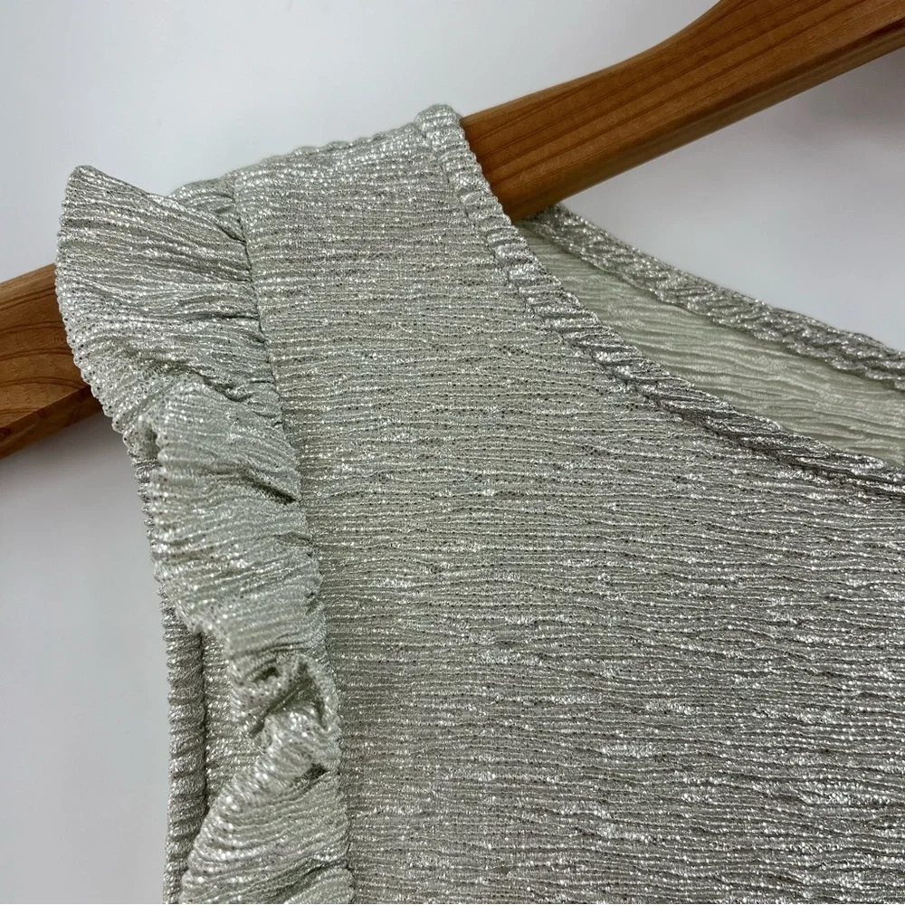 NEW Mini Boden 11-12y Silver Sparkly Dress 0999 holiday ruffle 152cm sleeveless